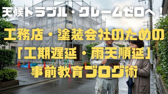 天候トラブルでクレームを出さない！工務店・塗装会社が「工期遅延・雨天順延」をブログで事前告知して信頼を守る方法